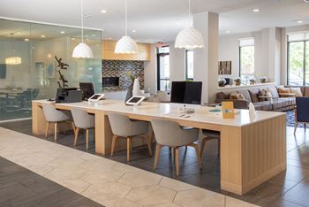 Work From Home Space with Large Conference Table For Computers